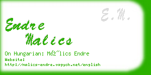 endre malics business card